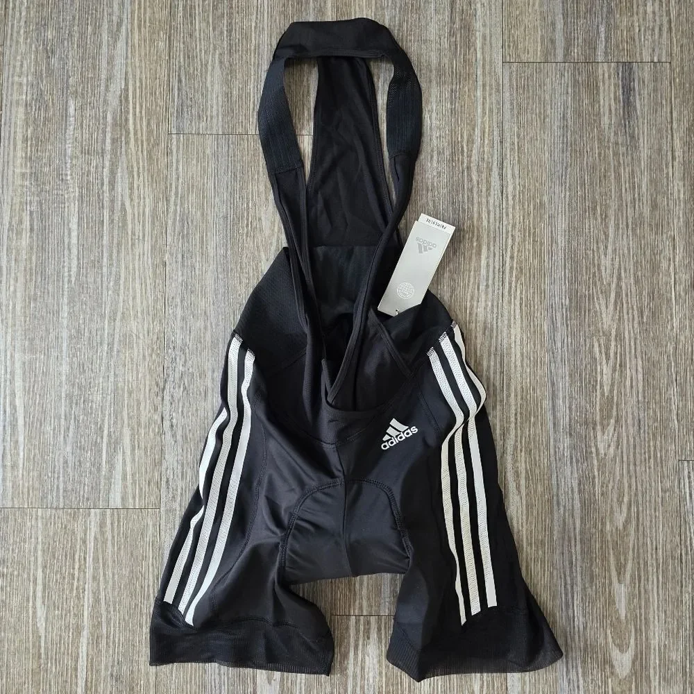 Adidas The Bib Padded Cycling Shorts Black White Women's Large Breathable Straps - Picture 3 of 15